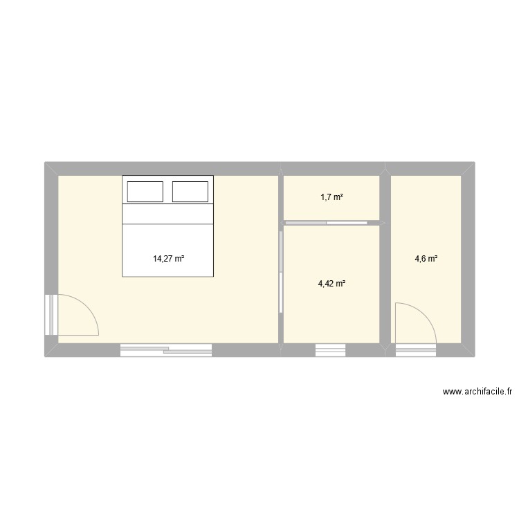 extension. Plan de 4 pièces et 25 m2