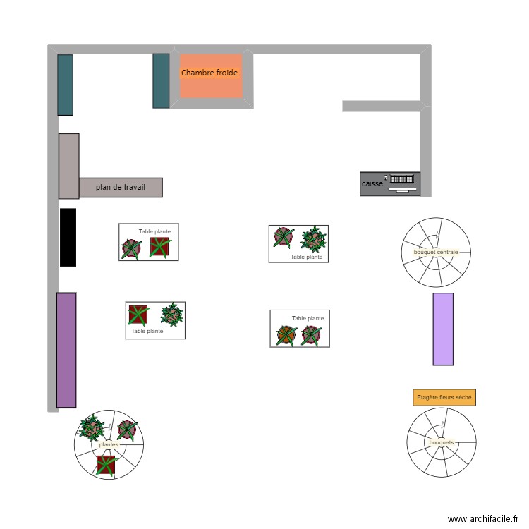 magasin. Plan de 1 pièce et 1 m2