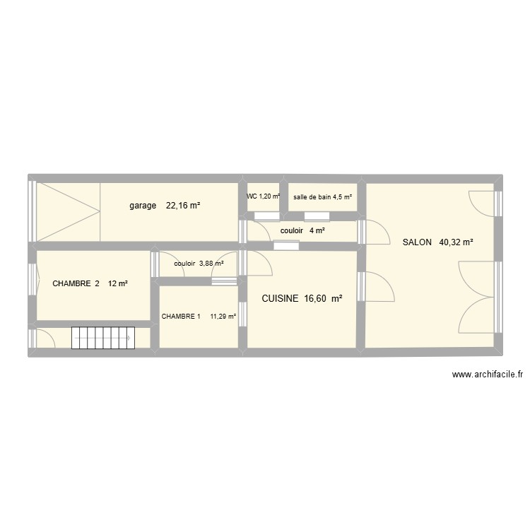 clinquet RDC APRES TRAVAUX. Plan de 10 pièces et 66 m2