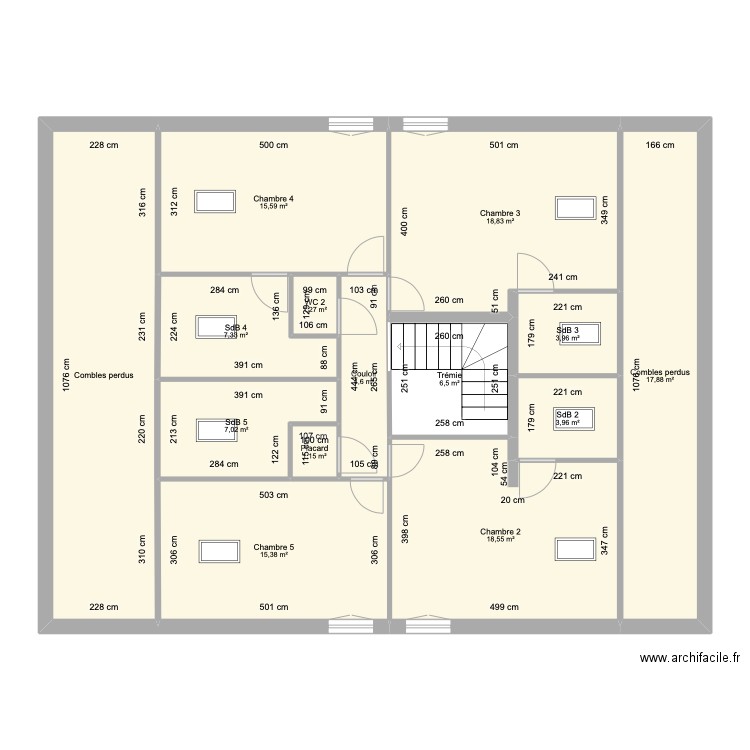 Villard. Plan de 14 pièces et 146 m2