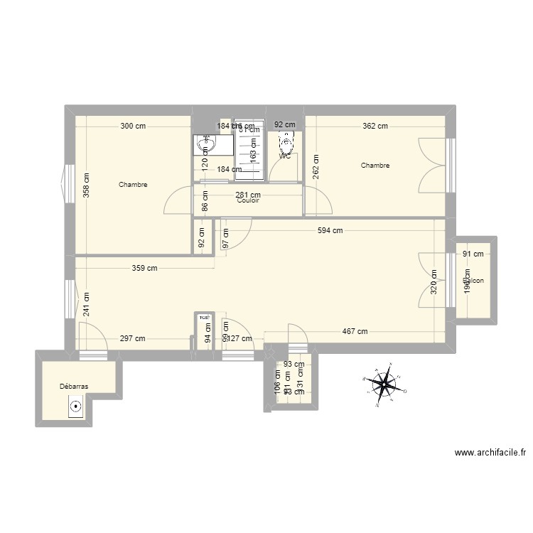 JULES projet 04. Plan de 15 pièces et 60 m2