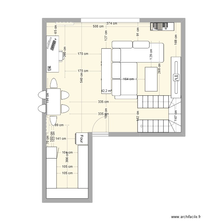 MAI2. Plan de 1 pièce et 42 m2