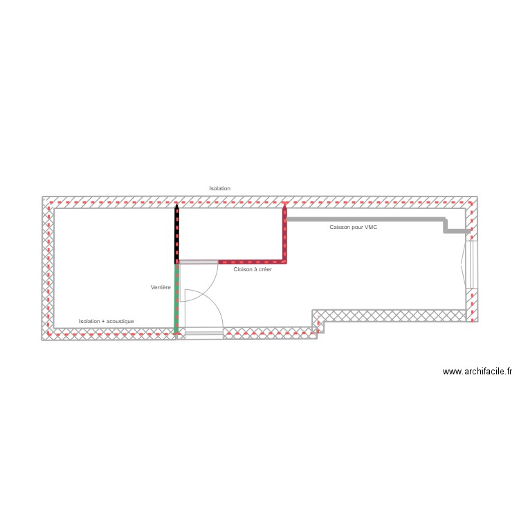 Fournier. Plan de 1 pièce et 2 m2