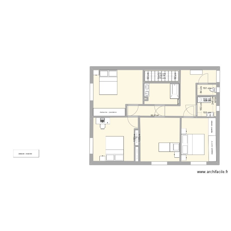 haut maison . Plan de 4 pièces et 74 m2