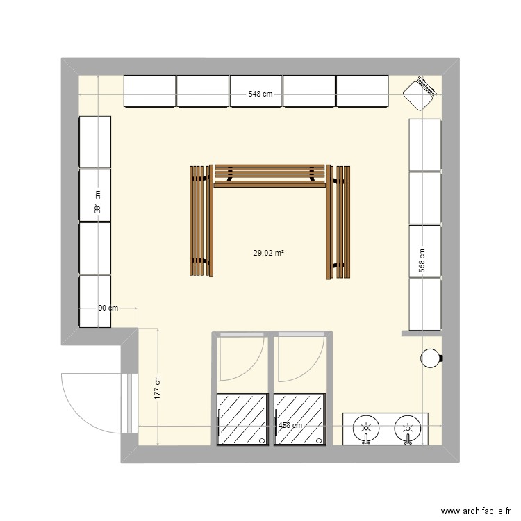 vestiaire maitrise après travaux. Plan de 1 pièce et 29 m2