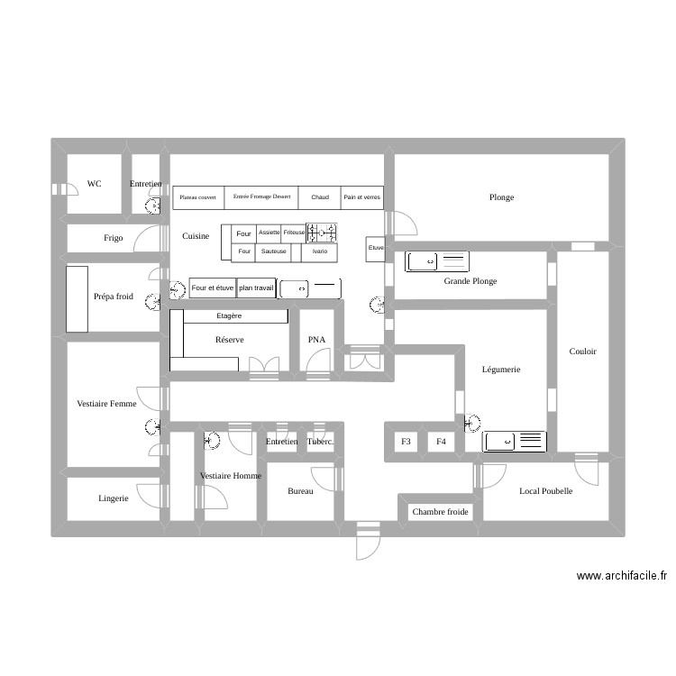 Collège. Plan de 24 pièces et 49 m2