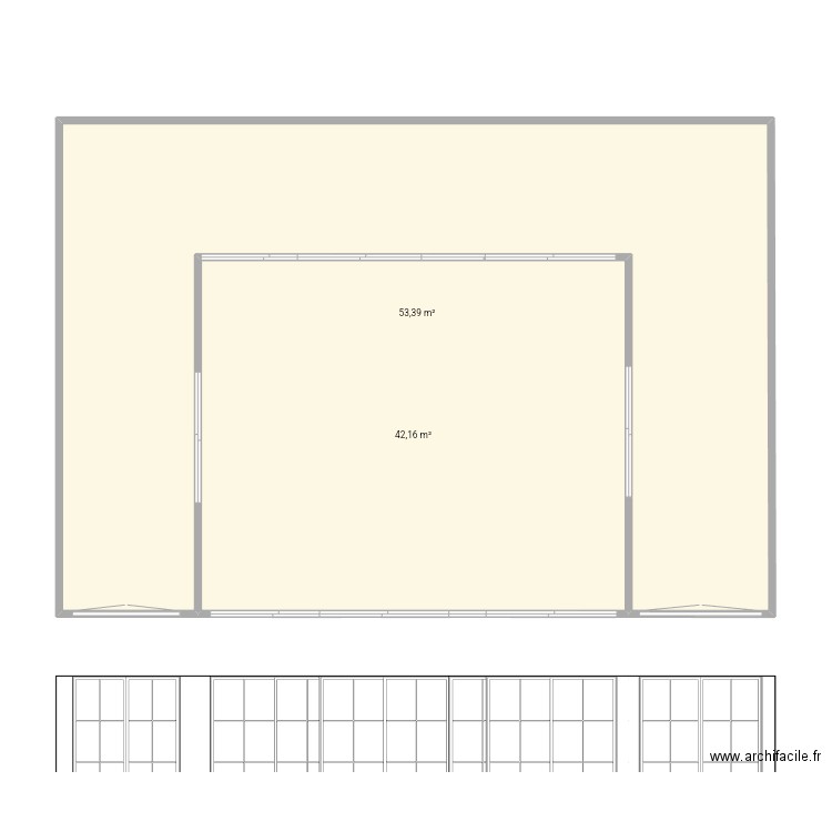 Container. Plan de 2 pièces et 96 m2