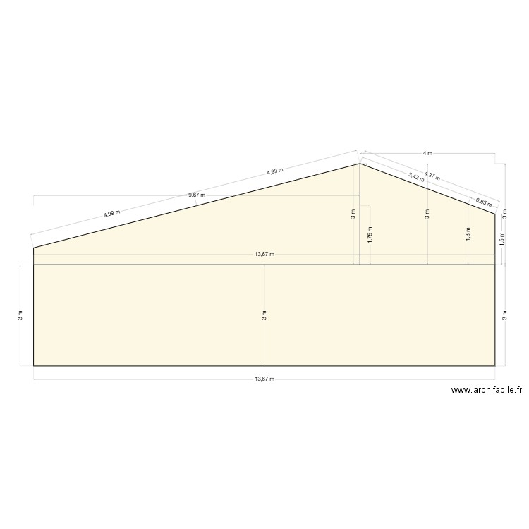 coupe pignon. Plan de 0 pièce et 0 m2