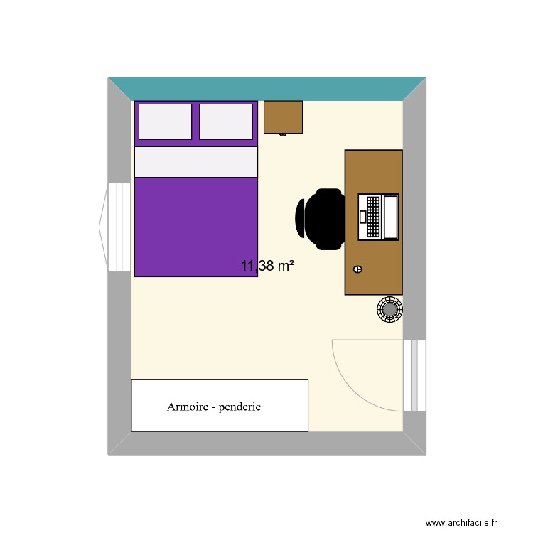 Chambre emma. Plan de 1 pièce et 11 m2