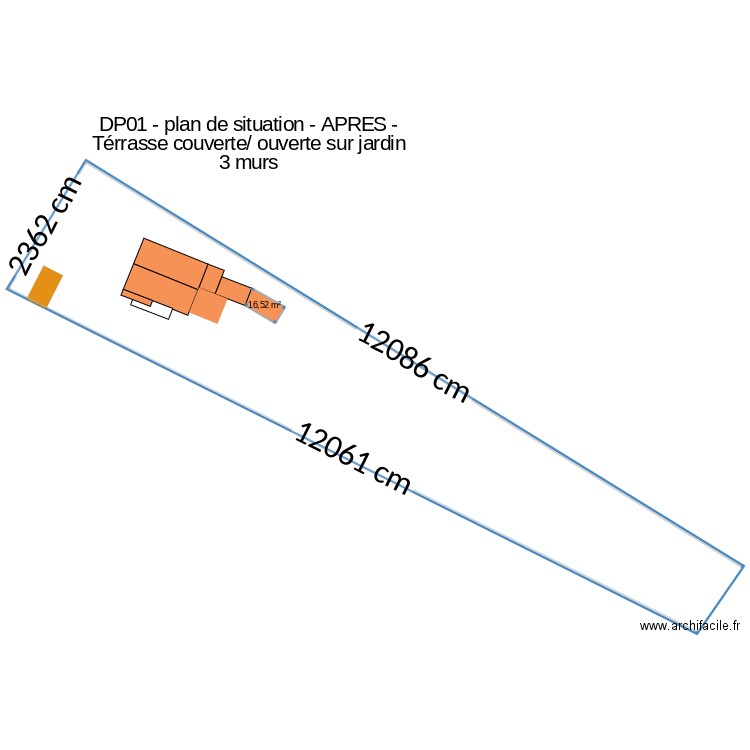 DP01 - plan de situation Térrasse ouverte APRES loin. Plan de 2 pièces et -2090 m2