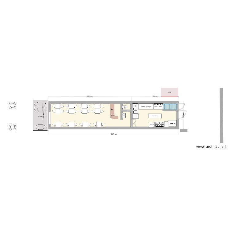 Restau Demi v5. Plan de 1 pièce et 41 m2