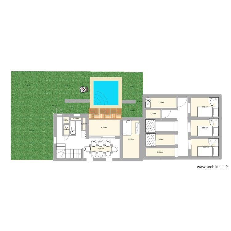 plan maison justin. Plan de 14 pièces et 32 m2