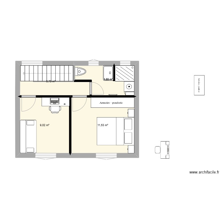 PROJET  HAUT 2. Plan de 4 pièces et 31 m2