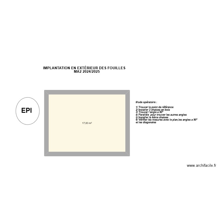 IMPLANTATION. Plan de 1 pièce et 18 m2