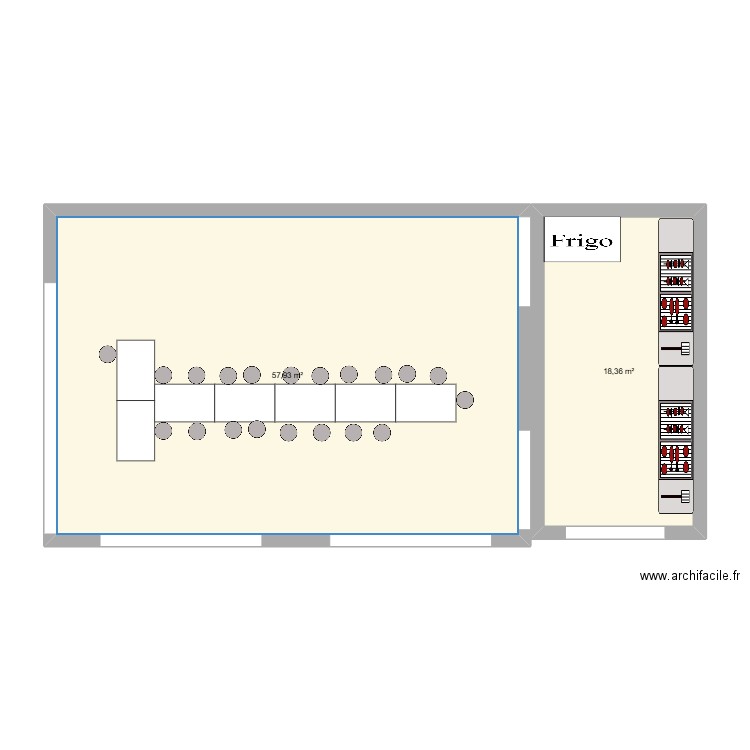 bapteme. Plan de 2 pièces et 76 m2