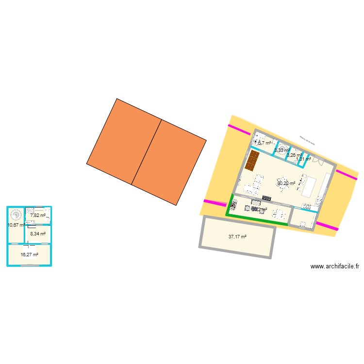 emontagnée 2. Plan de 22 pièces et 340 m2