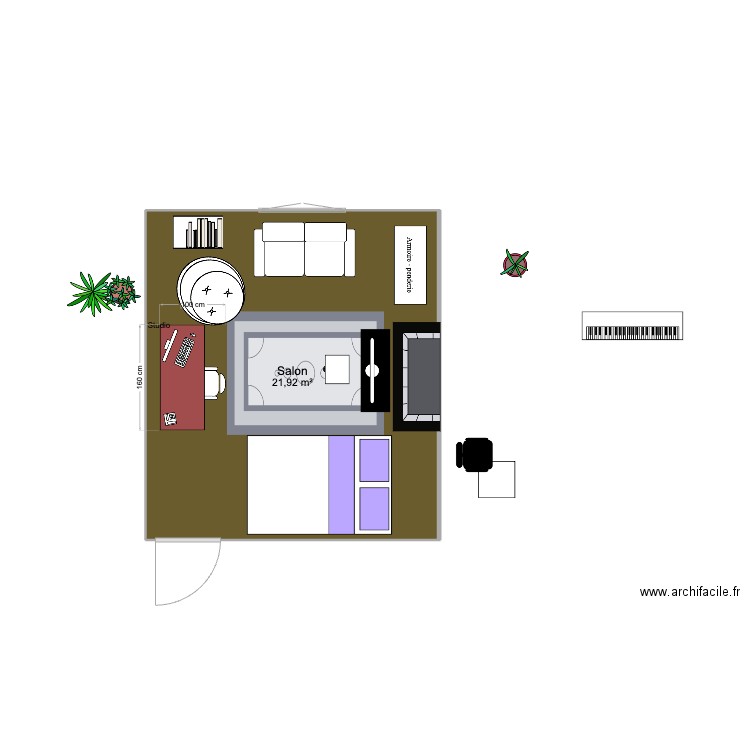 Profondeville. Plan de 1 pièce et 22 m2