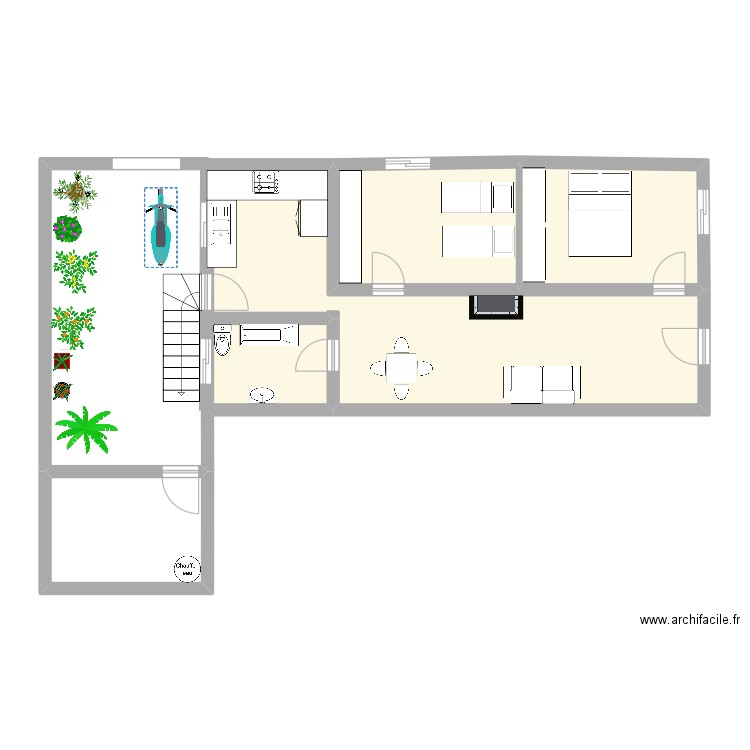 FATIMA. Plan de 5 pièces et 59 m2