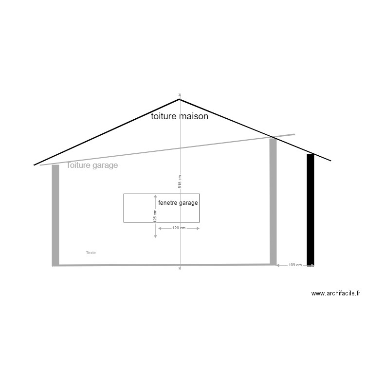 garage cote ouest existant toit 1 pans + toit maison. Plan de 0 pièce et 0 m2