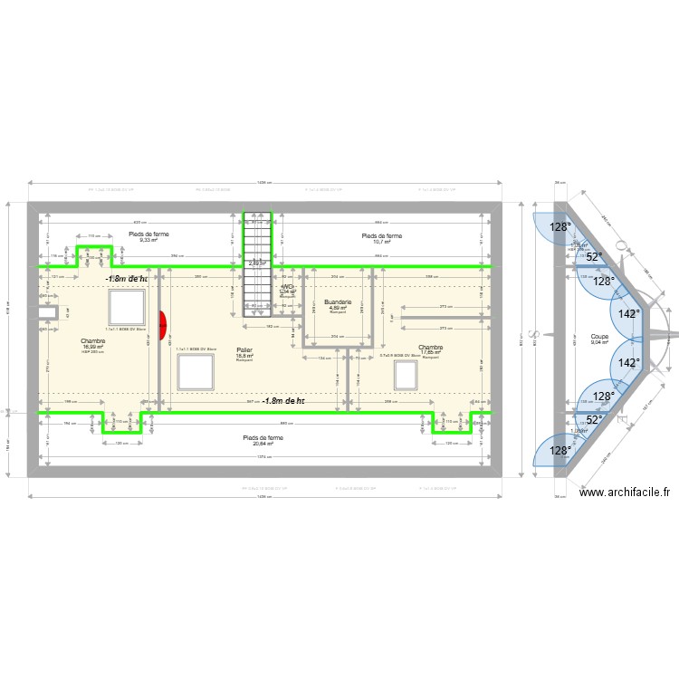 ML24015289 . Plan de 22 pièces et 218 m2