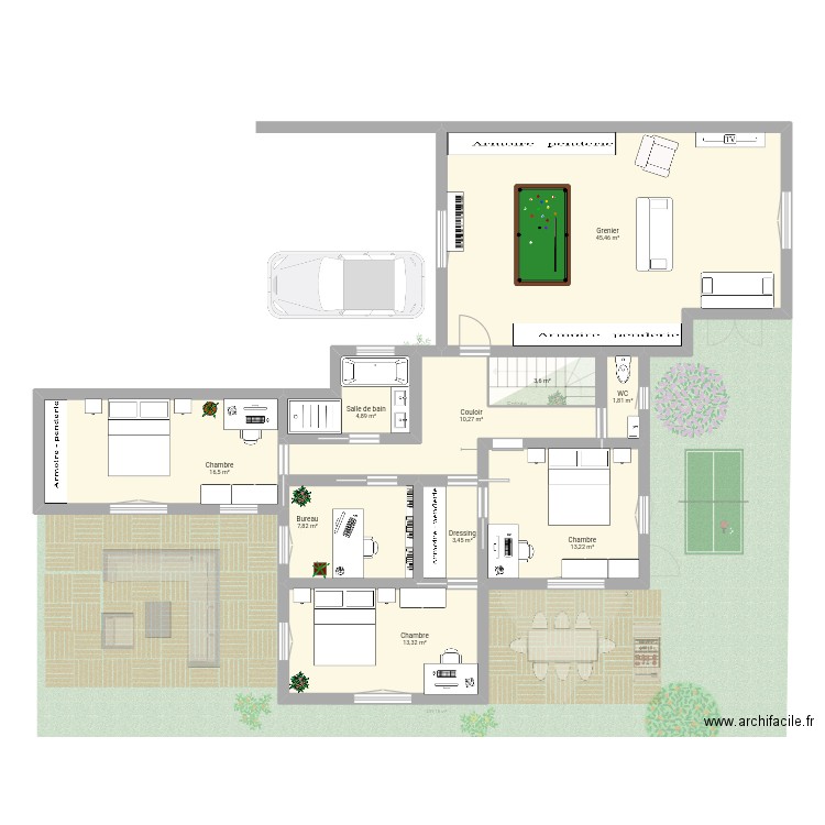 Maison 25. Plan de 16 pièces et 242 m2