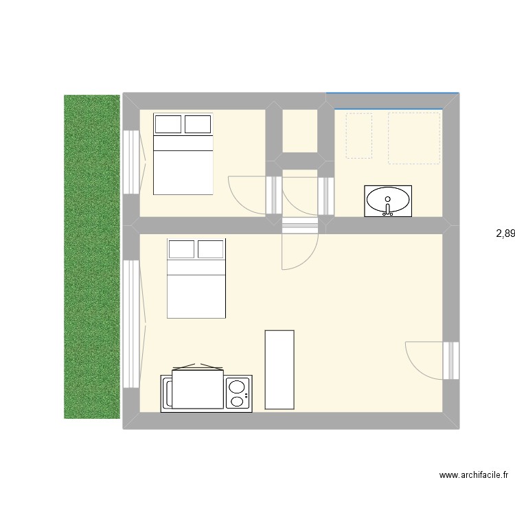 Plan Aulany. Plan de 5 pièces et 20 m2