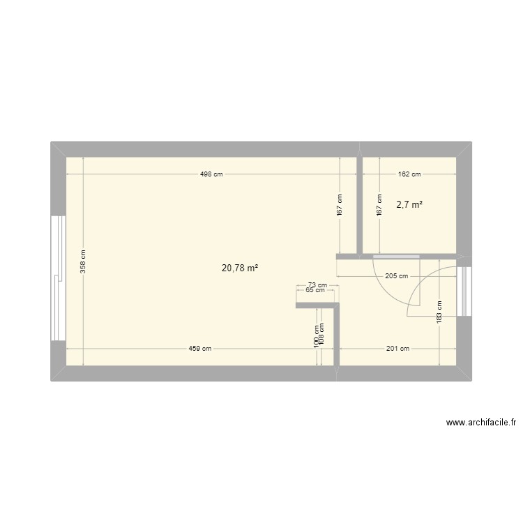 sTUDIO. Plan de 2 pièces et 23 m2