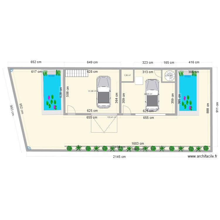 Plan Maison 2 Tessan variant 2 chambre. Plan de 20 pièces et 594 m2