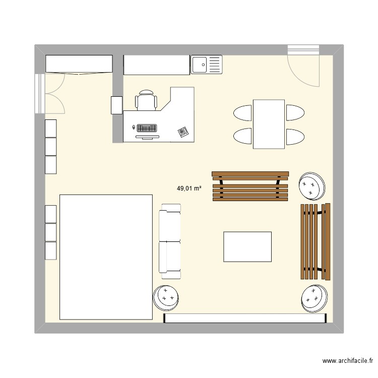 première salle. Plan de 1 pièce et 49 m2