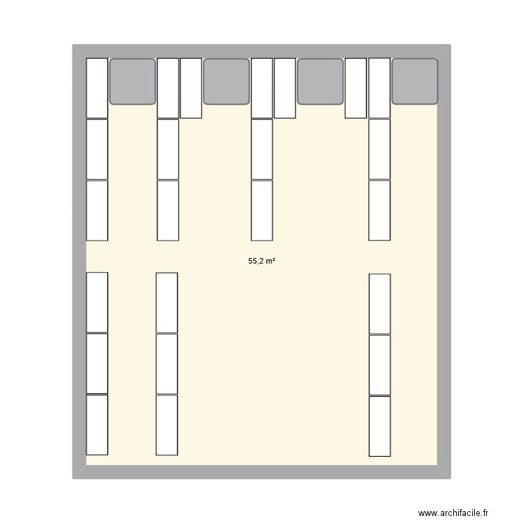 Stock. Plan de 1 pièce et 55 m2