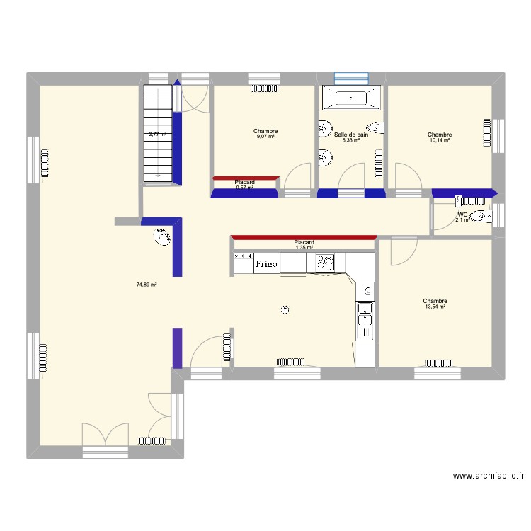 maison Robin modif. Plan de 9 pièces et 121 m2