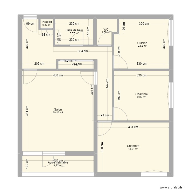 appart Val. Plan de 10 pièces et 75 m2