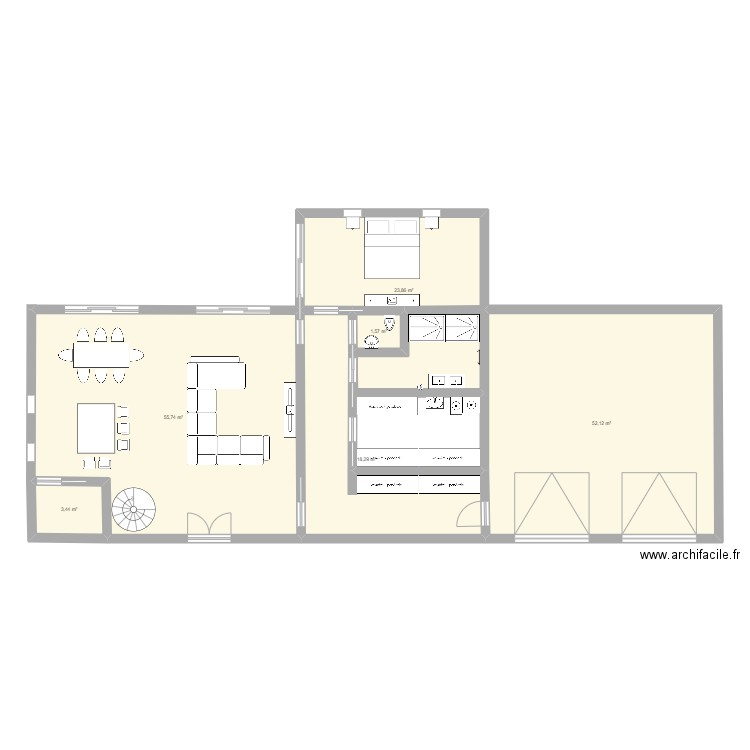 Plan A. Plan de 6 pièces et 155 m2