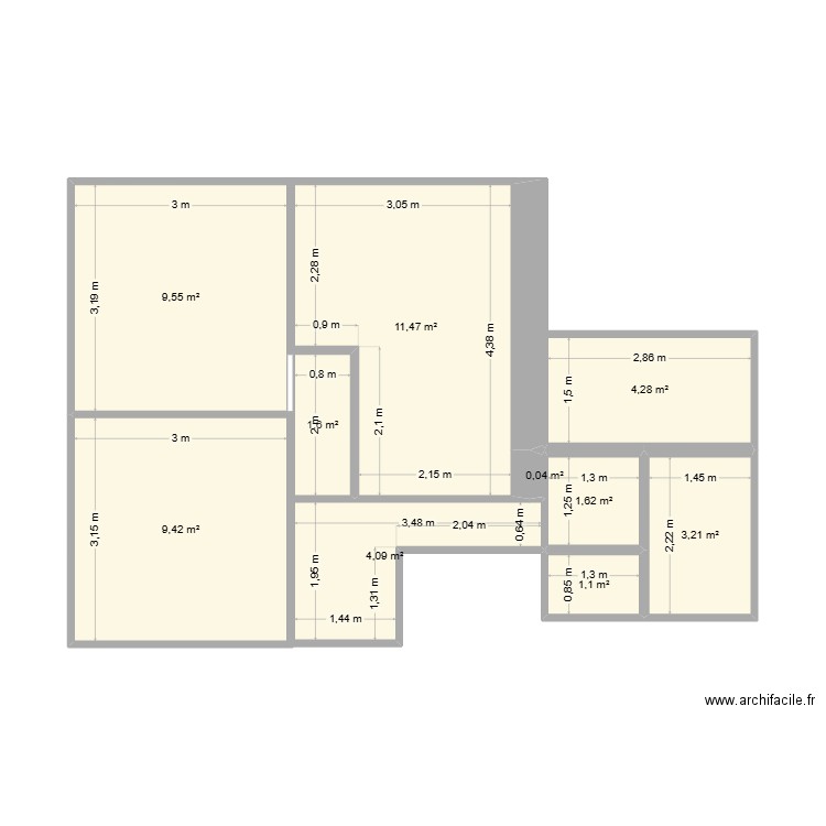 Maison - 1er étage02. Plan de 10 pièces et 46 m2