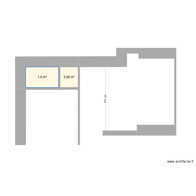 Locquirec détails modifs. Plan de 2 pièces et 2 m2