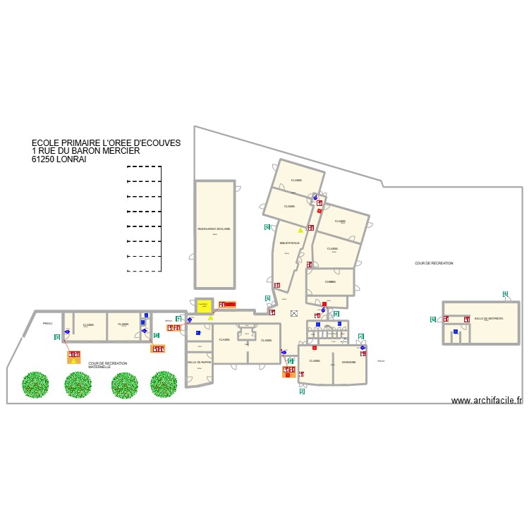 ECOLE PRIMAIRE DE L'OREE D'ECOUVES. Plan de 29 pièces et 657 m2