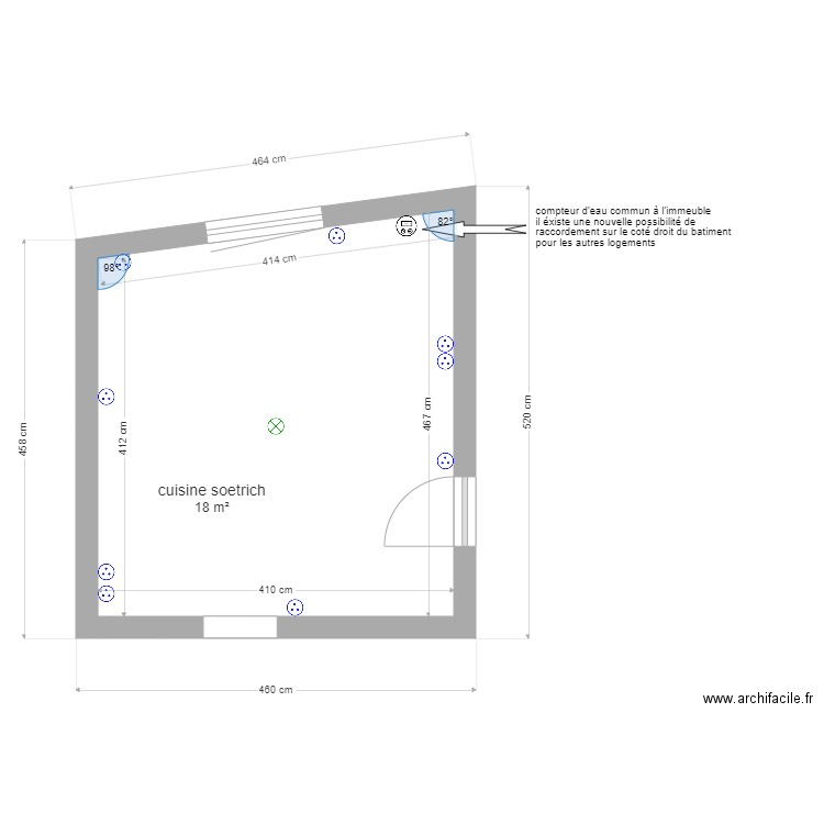 cuisine soetrich. Plan de 1 pièce et 18 m2