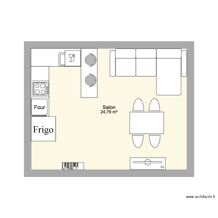 travaux 1 . Plan de 1 pièce et 25 m2