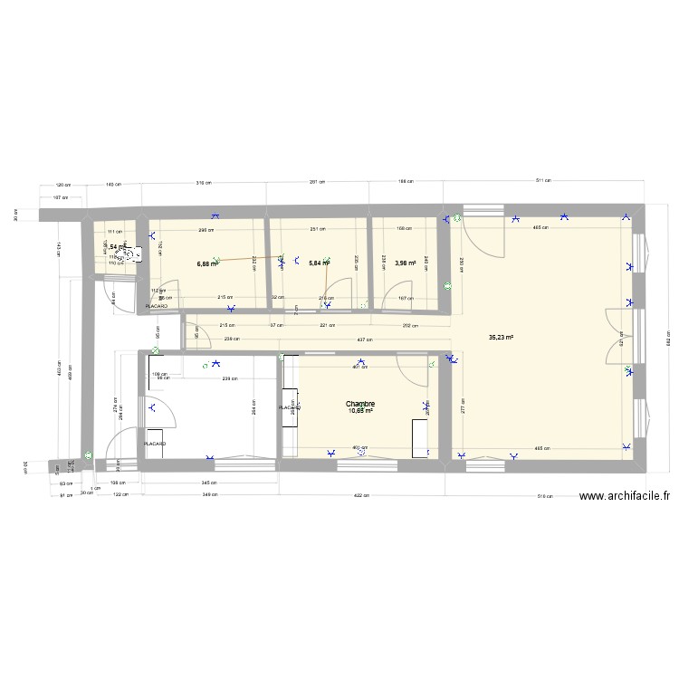 COTES A VERIFIER 2. Plan de 6 pièces et 64 m2