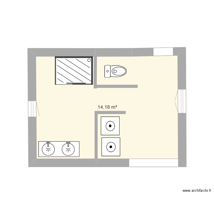 Salle de bain 1. Plan de 1 pièce et 14 m2