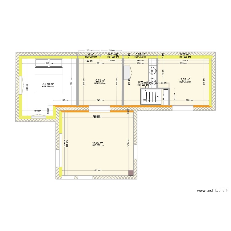 agrandissement 2. Plan de 9 pièces et 45 m2