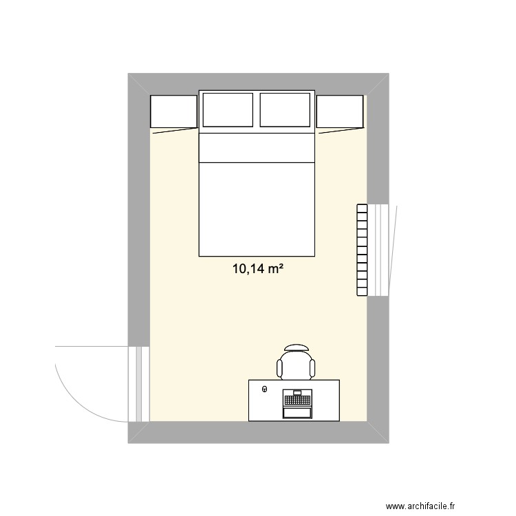 plan chambre . Plan de 1 pièce et 10 m2