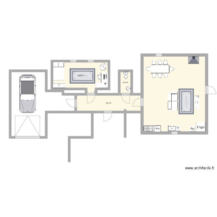 debayle riwan. Plan de 4 pièces et 70 m2