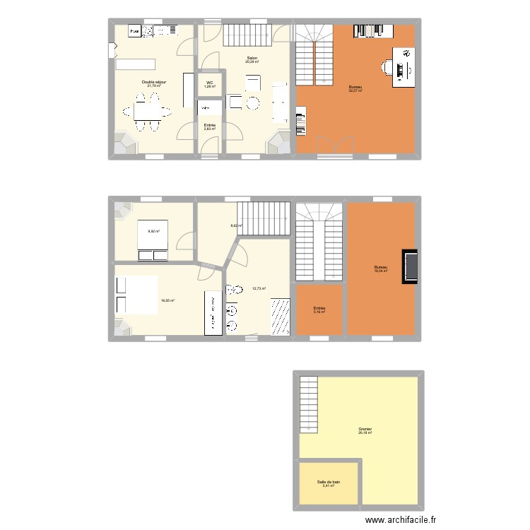 Saint-Julien-Le-Châtel v1. Plan de 13 pièces et 182 m2