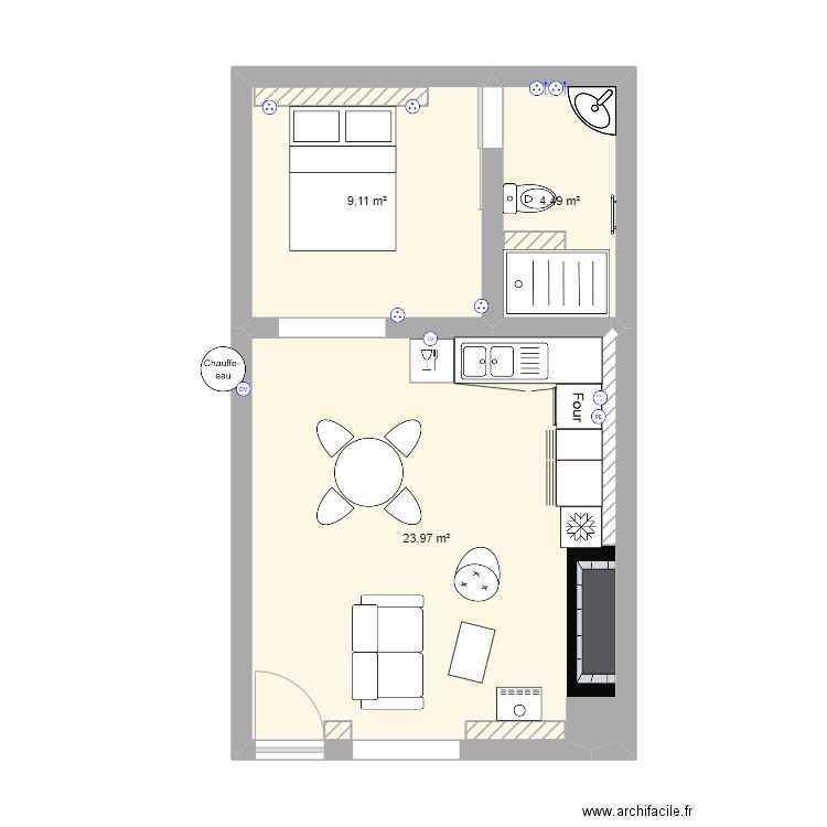 montlouis. Plan de 3 pièces et 38 m2