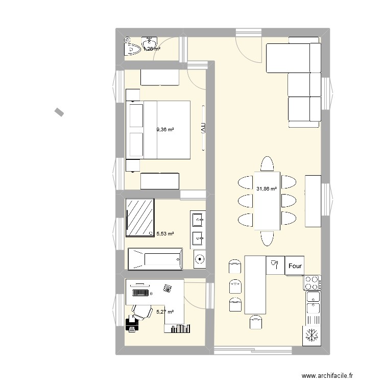 Futur maison Eva (Yoan). Plan de 5 pièces et 53 m2