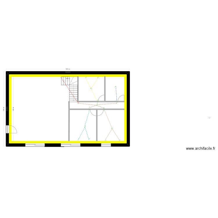 grange étage. Plan de 2 pièces et 258 m2