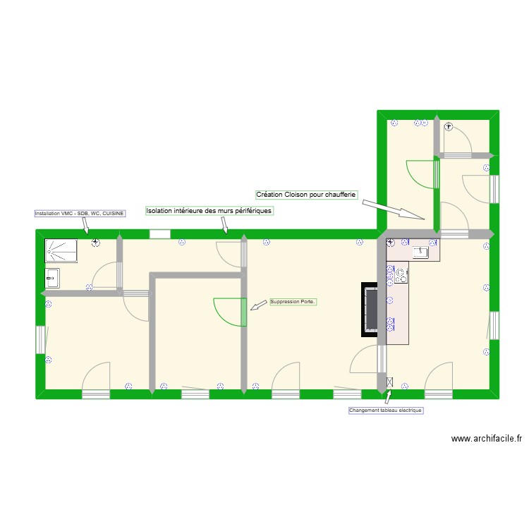 CORZE - Voisin Logis 1 . Plan de 9 pièces et 62 m2