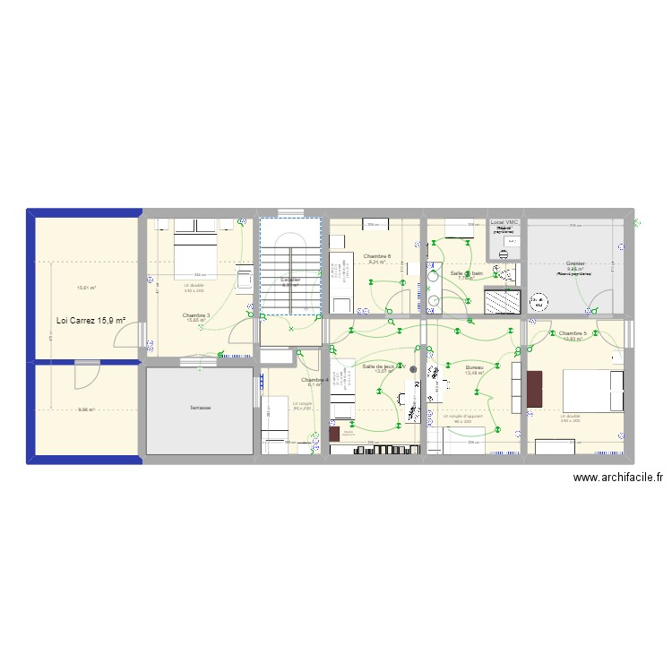 Chic à Chic Etage (Agrandissement). Plan de 12 pièces et 124 m2