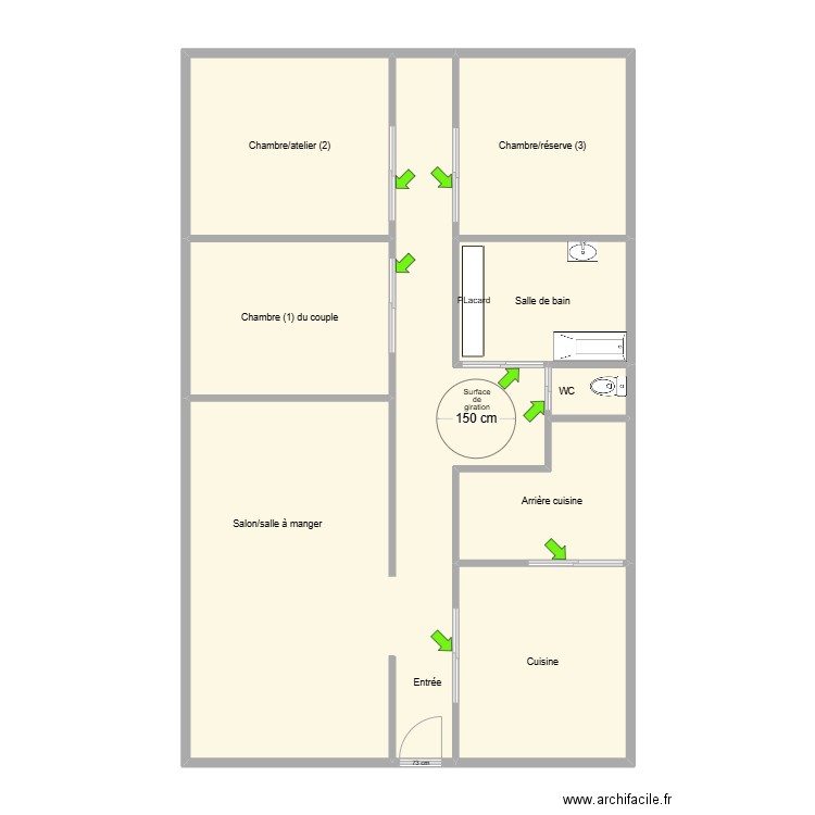 PIPEAU Adaptation. Plan de 8 pièces et 106 m2